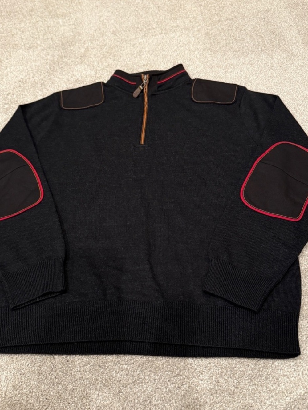 Orvis Upton 1/4-zip Merino Wool Sweater with Red-Trim Elbow Patches
